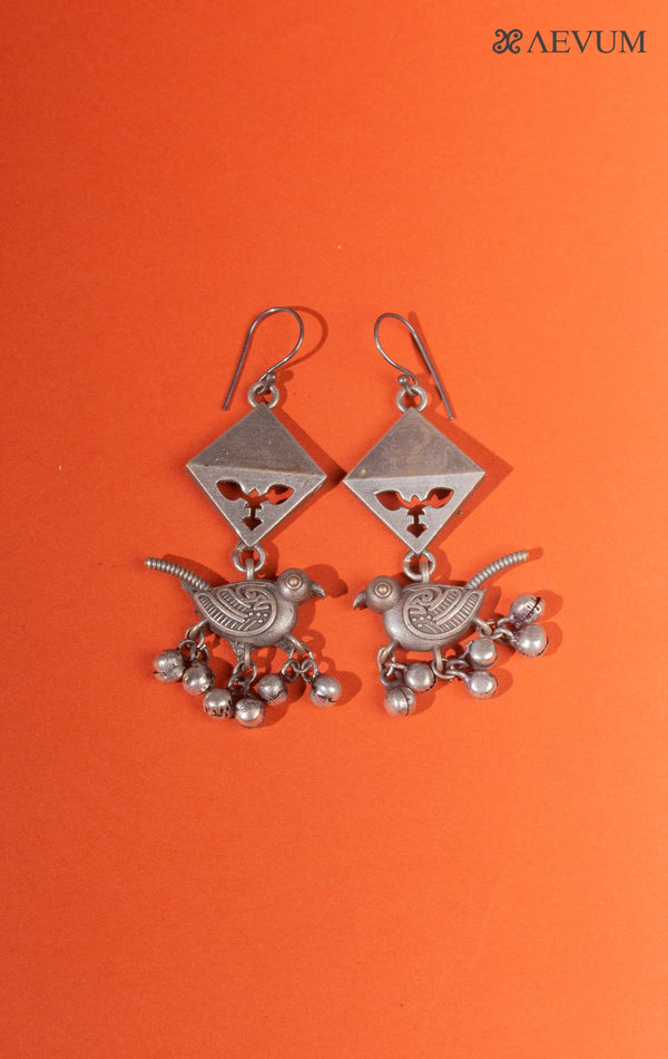 Silver Lookalike Ghungroo Bird Earrings - 8329 - AEVUM