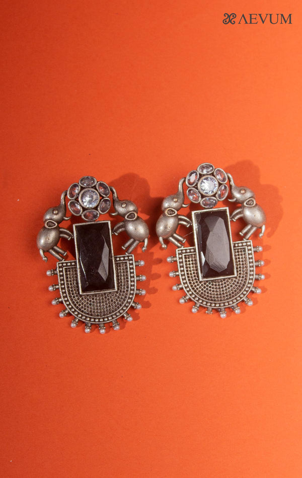 Silver Lookalike Monalisa Stone Elephant Zircon Earrings - 8332 - AEVUM