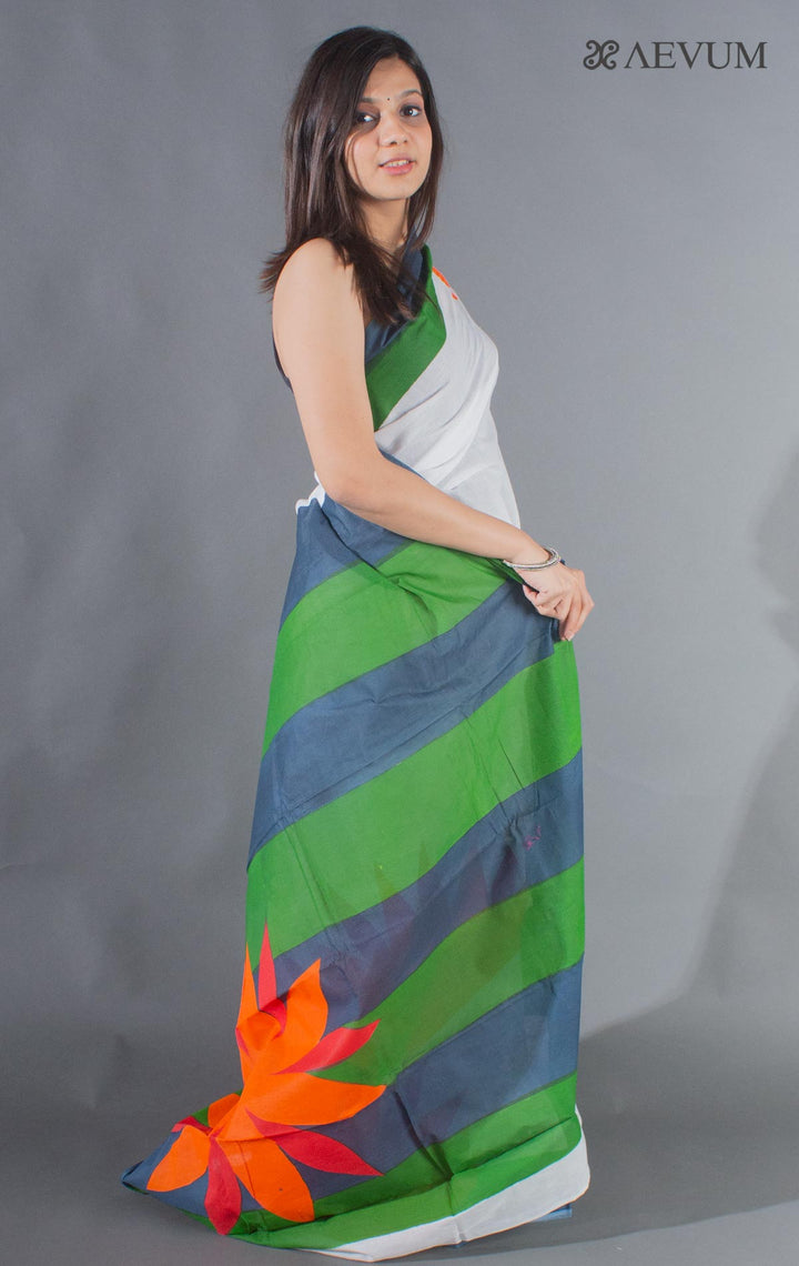 Tant Hand Painted Cotton Saree without Blouse Piece - 8338 - AEVUM