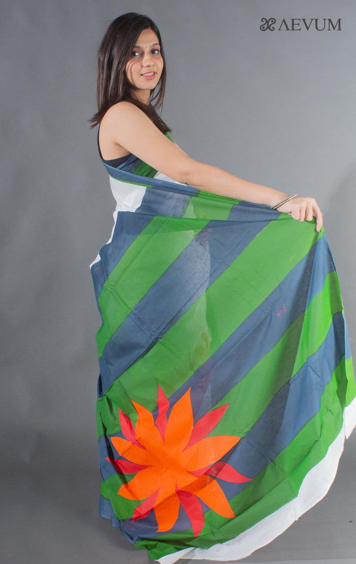 Tant Hand Painted Cotton Saree without Blouse Piece - 8338 - AEVUM