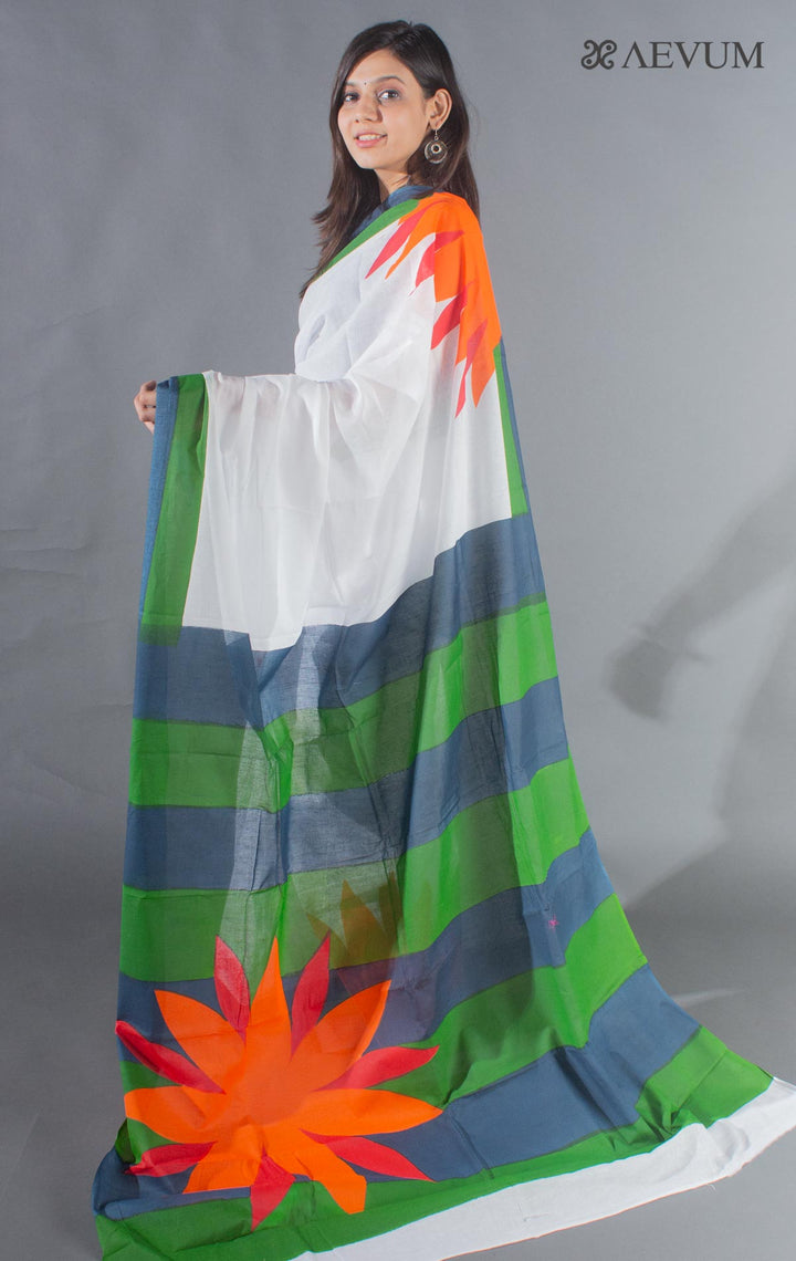Tant Hand Painted Cotton Saree without Blouse Piece - 8338 - AEVUM