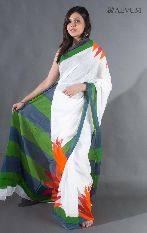 Tant Hand Painted Cotton Saree without Blouse Piece - 8338 Saree Joydeep Ganguly   