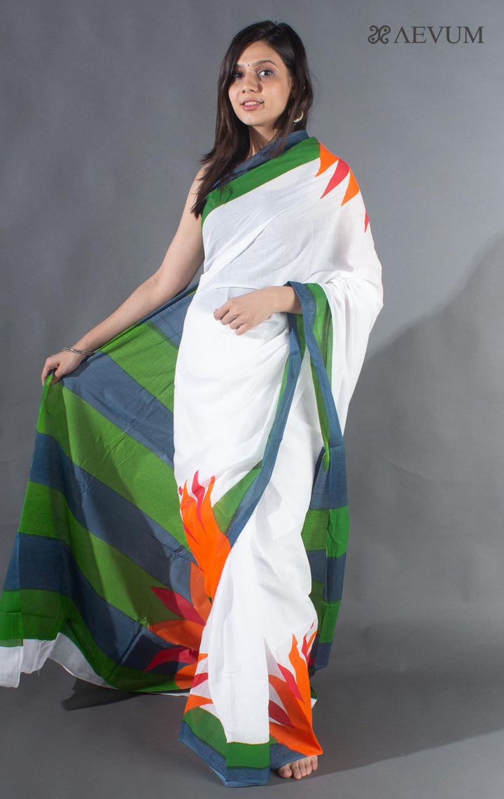 Tant Hand Painted Cotton Saree without Blouse Piece - 8338 - AEVUM