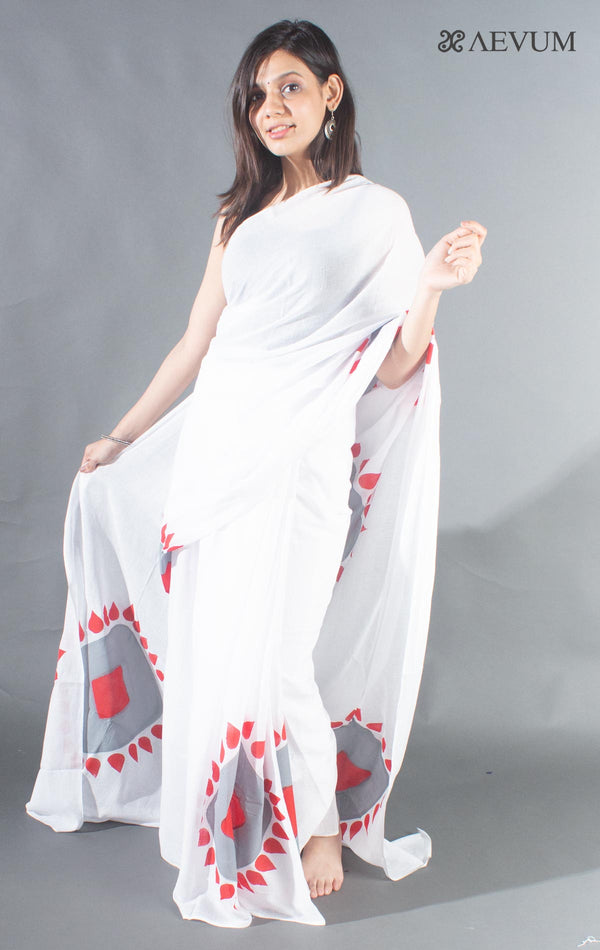 Tant Hand Painted Cotton Saree with Blouse Piece - 8350 Saree Joydeep Ganguly   