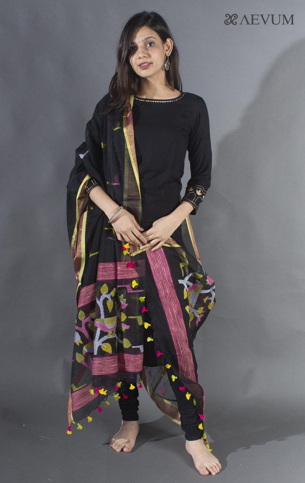 Handloom Cotton Jamdani Dupatta - 8499 - AEVUM