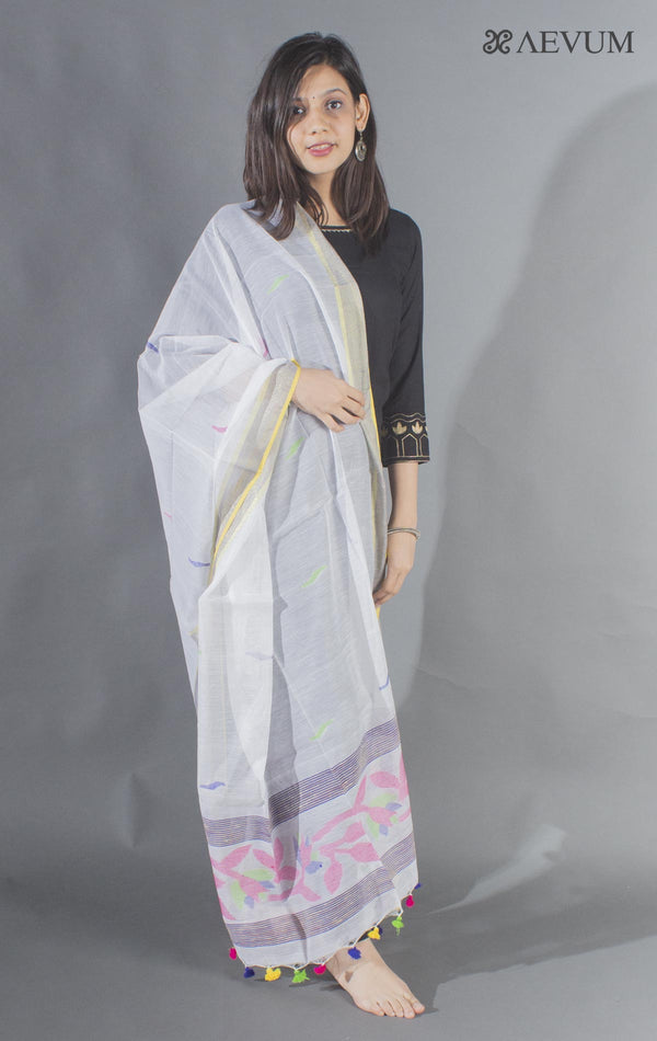 Handloom Cotton Jamdani Dupatta - 8501 - AEVUM