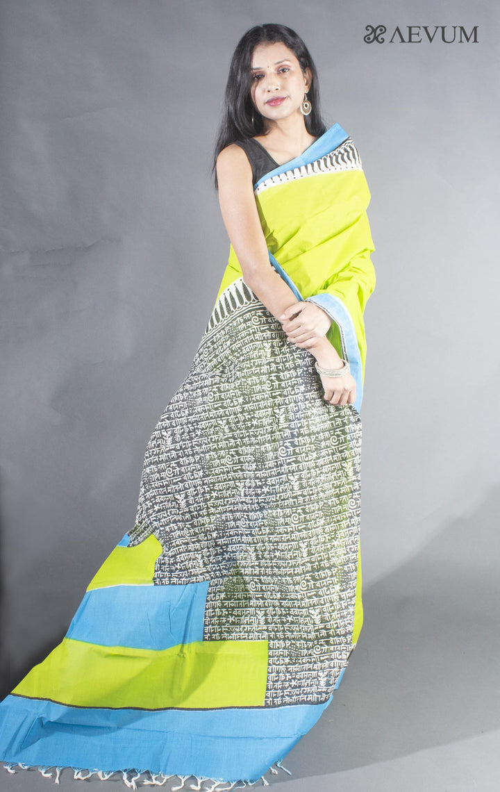 Tant Block Printed Cotton Saree without Blouse Piece - 8651 Saree AEVUM