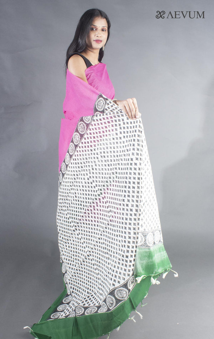 Tant Block Printed Cotton Saree without Blouse Piece - 8713 - AEVUM
