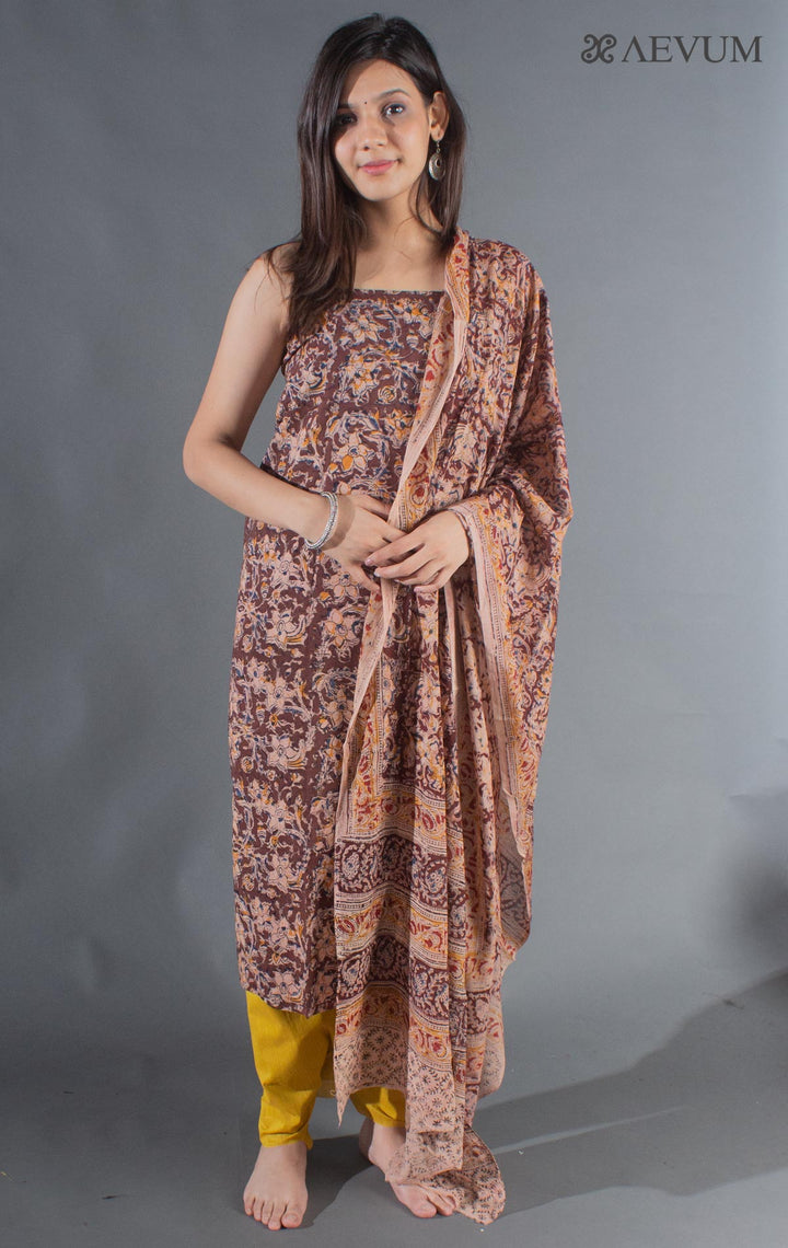 Unstitched Handloom Cotton Kalamkari Dress Material with Dupatta - 8726 Dress Material SSH   