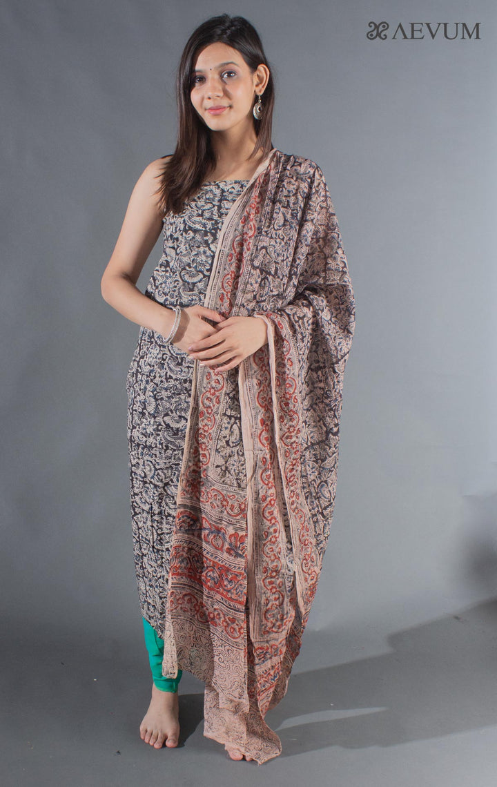 Unstitched Handloom Cotton Kalamkari Dress Material with Dupatta - 8727 Dress Material SSH   