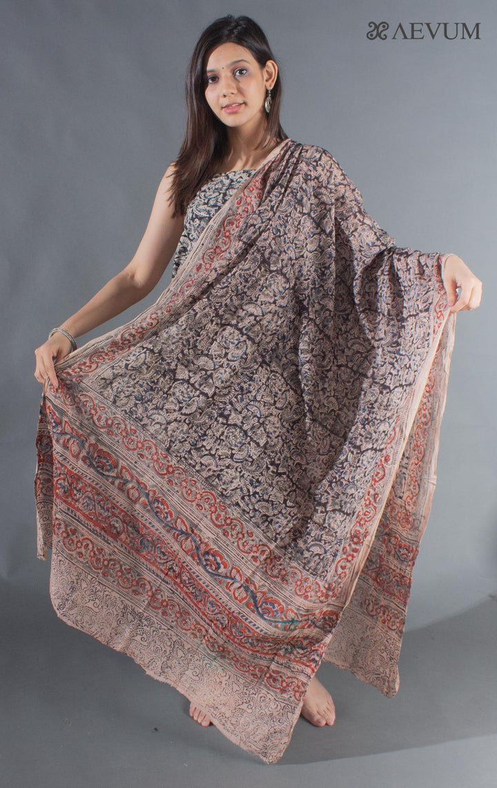 Unstitched Handloom Cotton Kalamkari Dress Material with Dupatta - 8727 Dress Material SSH   