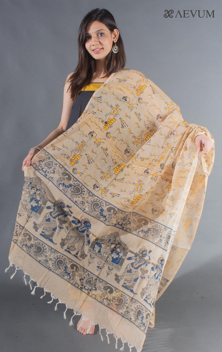 Unstitched Mangalgiri South Cotton Dress Material with Block Printed Dupatta - 8742 - AEVUM