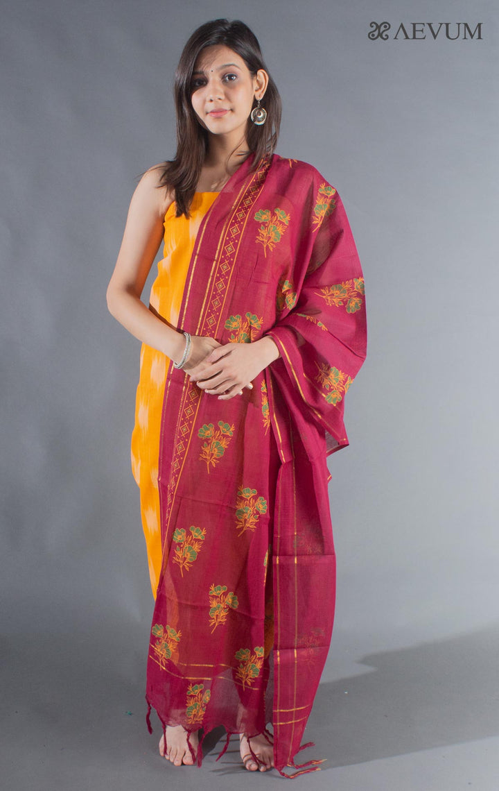 Unstitched Handloom Cotton Ikkat Dress Material with Dupatta - 8750 Dress Material SSH   