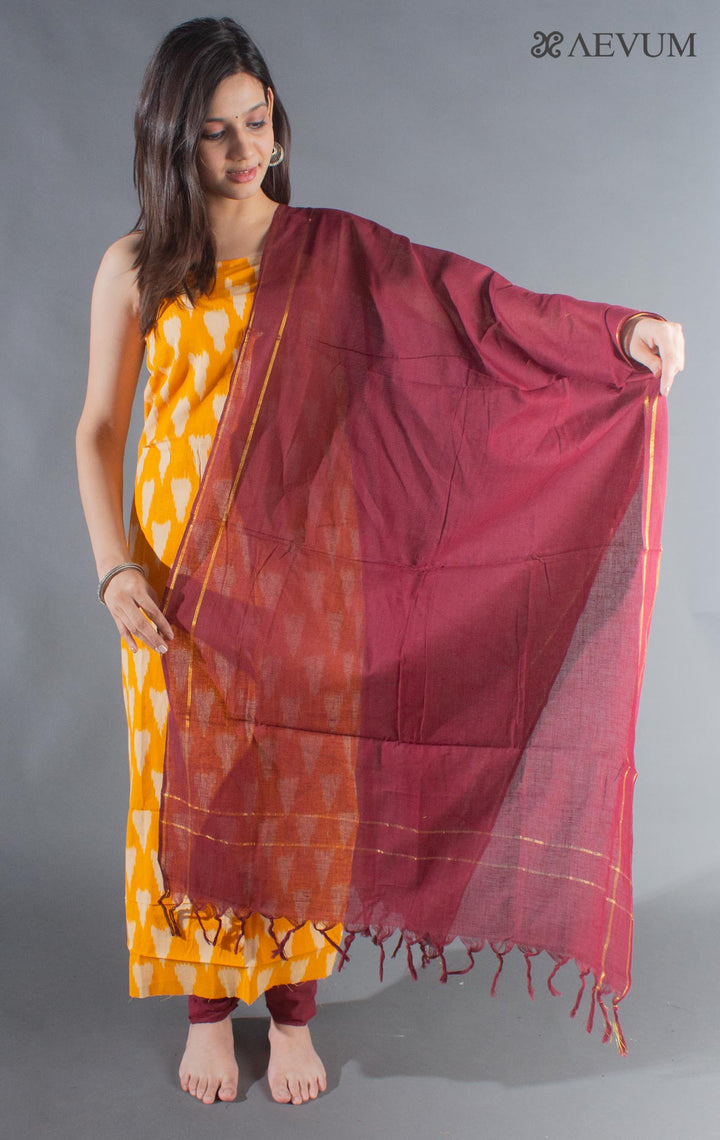Unstitched Handloom Cotton Ikkat Dress Material with Dupatta - 8752 Dress Material SSH   