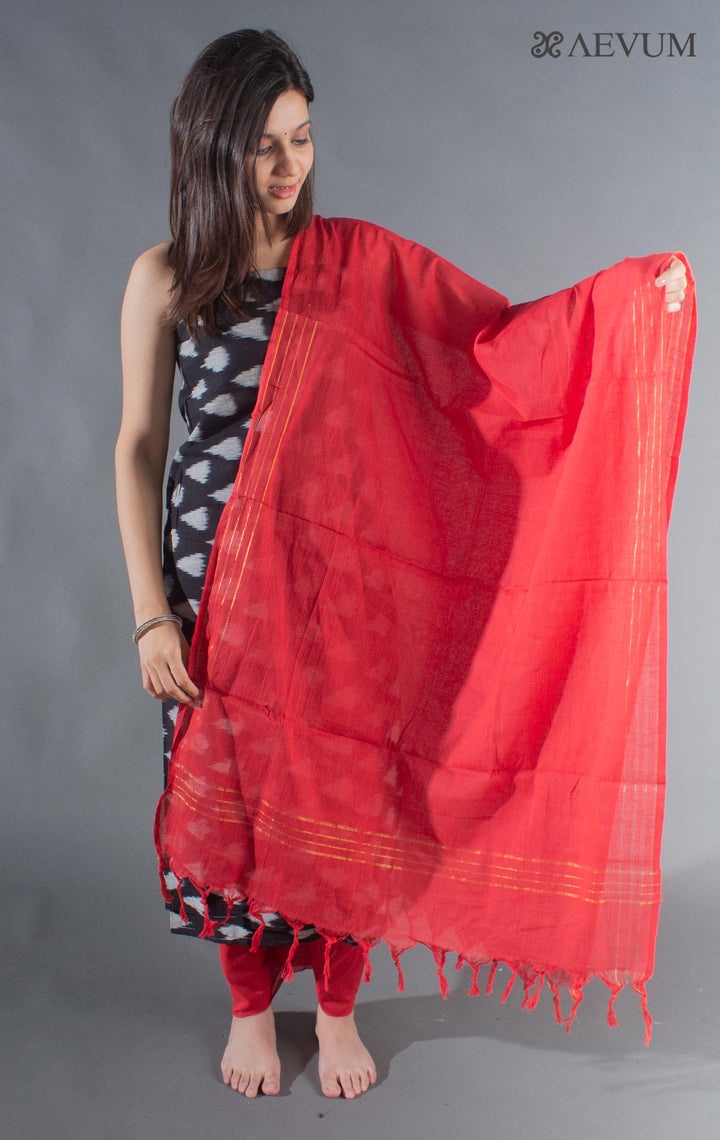 Unstitched Handloom Cotton Ikkat Dress Material with Dupatta - 8754 Dress Material SSH   