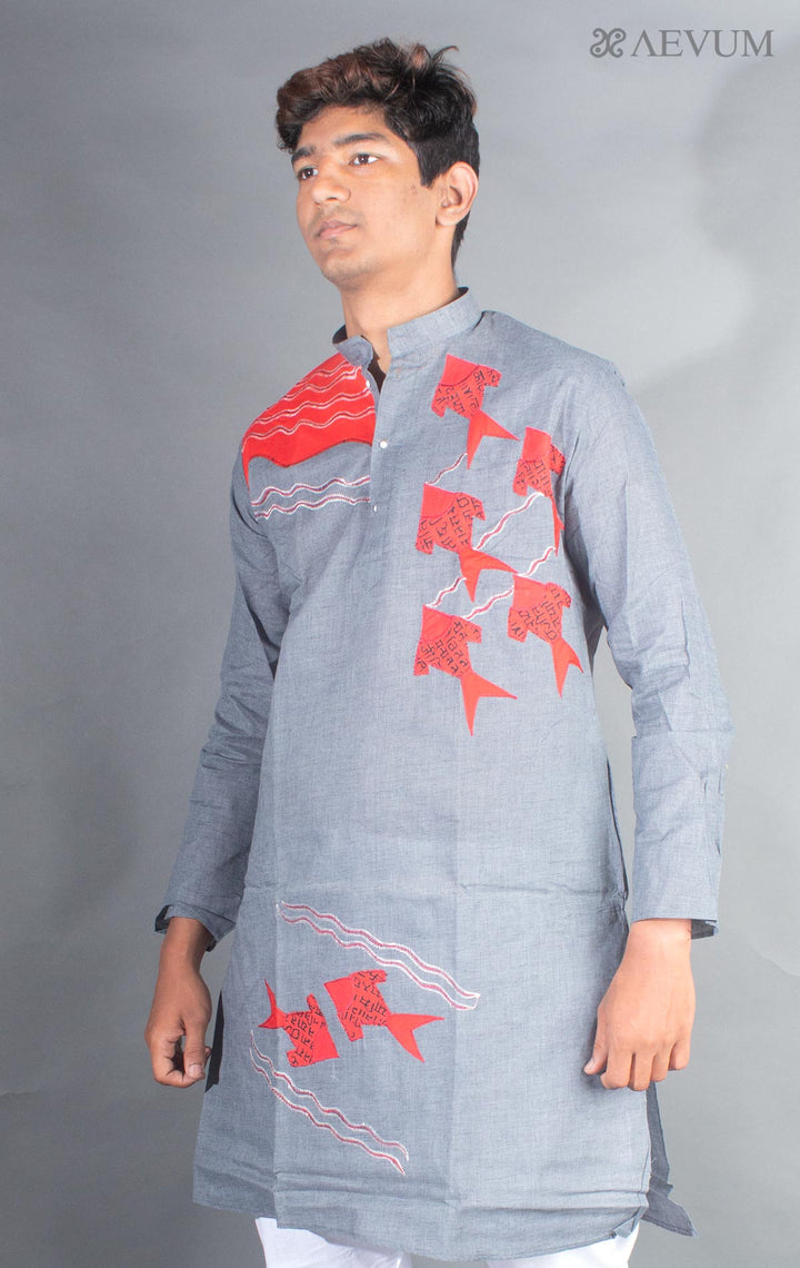 Hand Crafted Applique work Kurta Set - 8763 - AEVUM