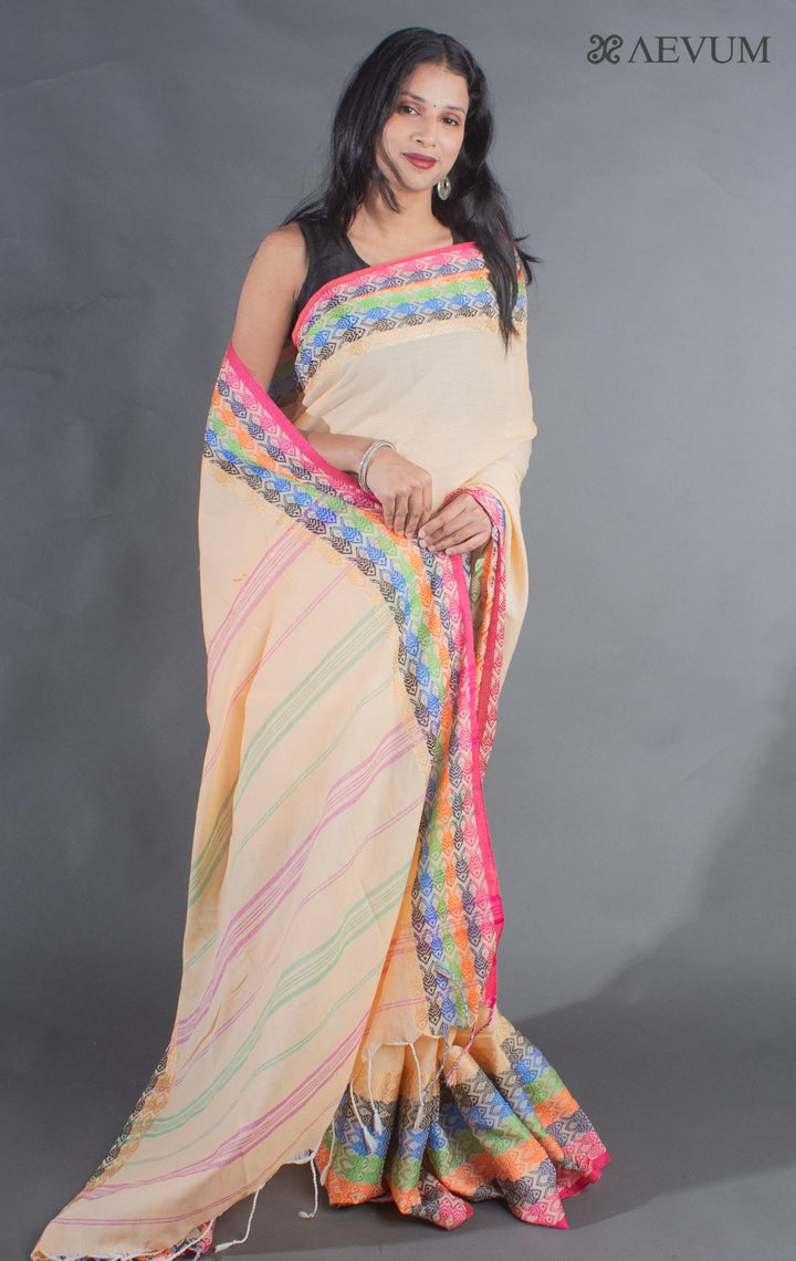 Begampuri Bengal Cotton Handloom Fish Motif Saree - 8924 - AEVUM
