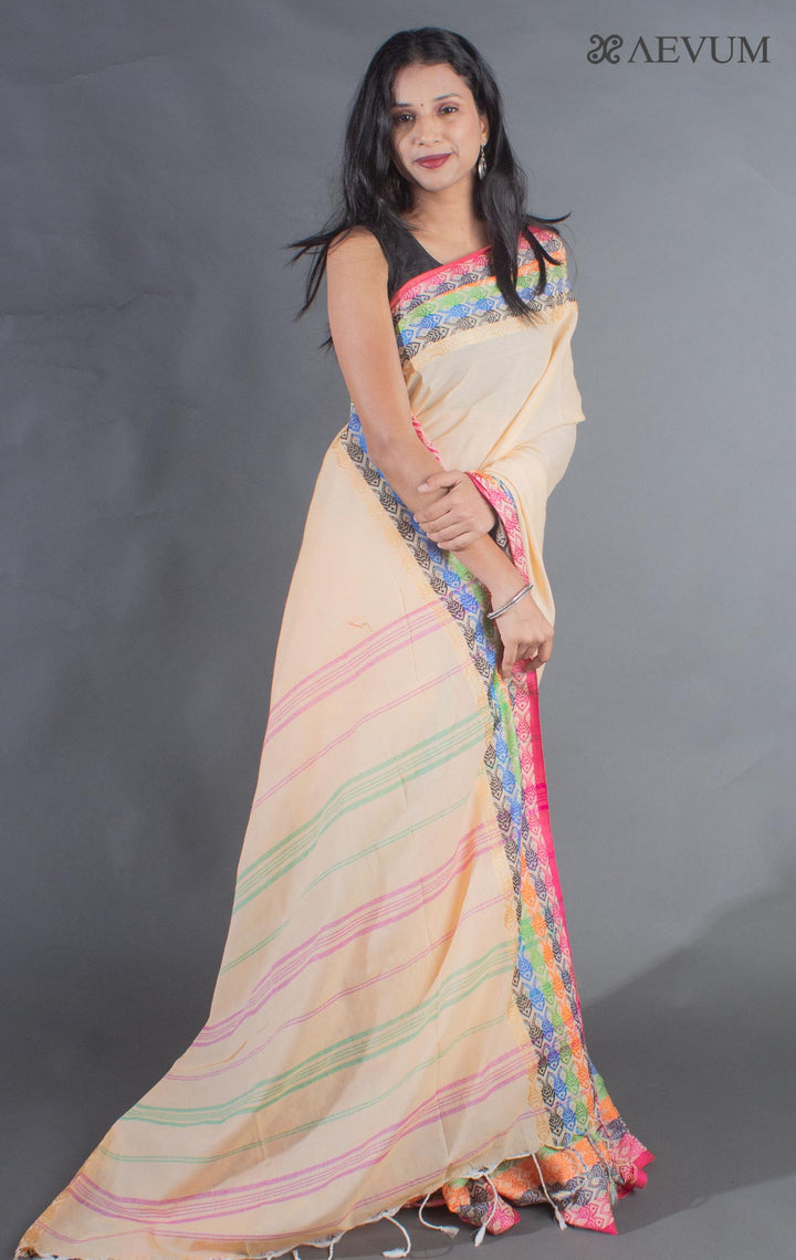 Begampuri Bengal Cotton Handloom Fish Motif Saree - 8924 - AEVUM