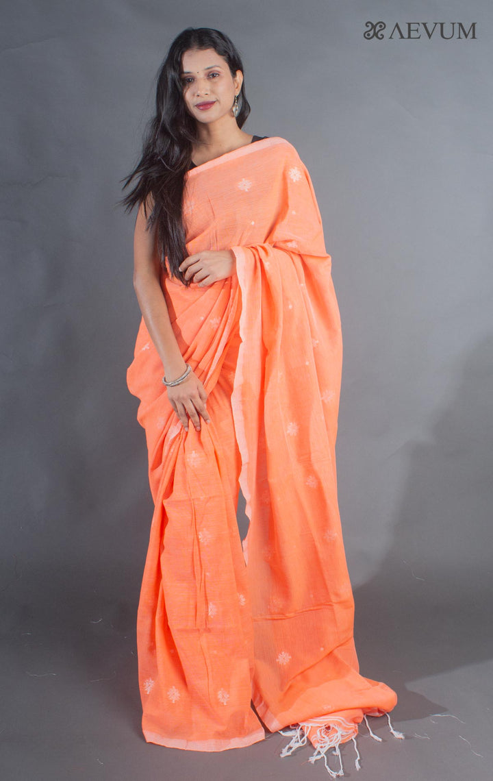 Pure Handloom Cotton Jamdani Saree - 8928 - AEVUM