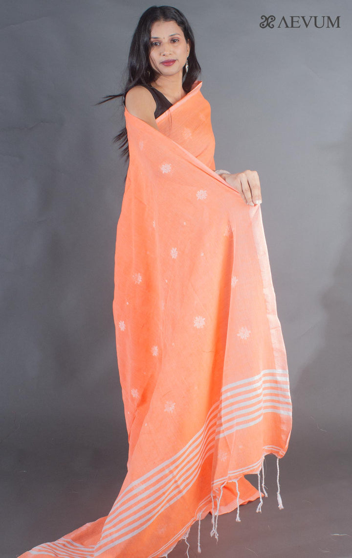 Pure Handloom Cotton Jamdani Saree - 8928 - AEVUM