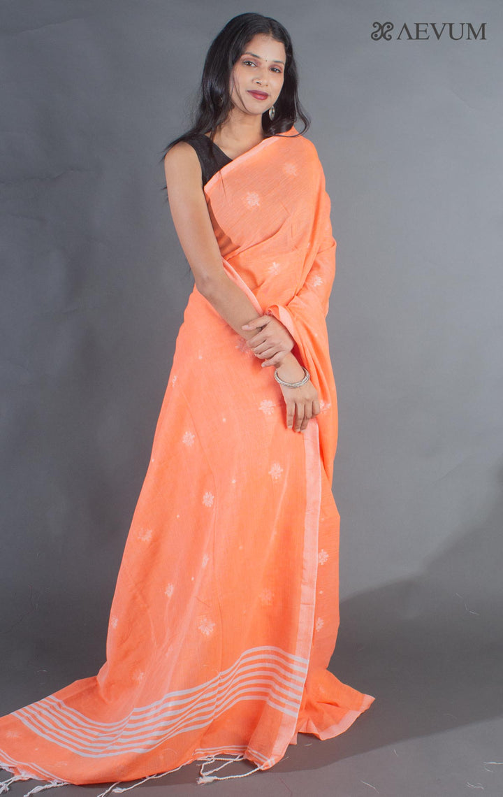 Pure Handloom Cotton Jamdani Saree - 8928 - AEVUM