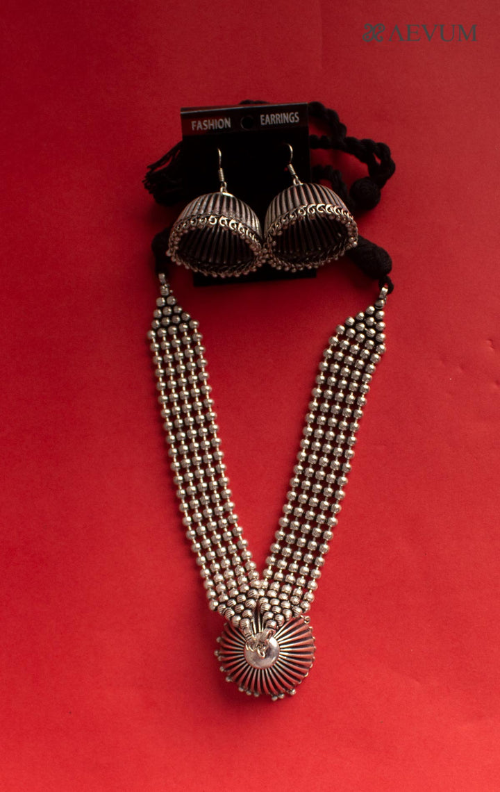 Ball Chain Jumka Necklace Set - 2429 Jewellery AEVUM 2   