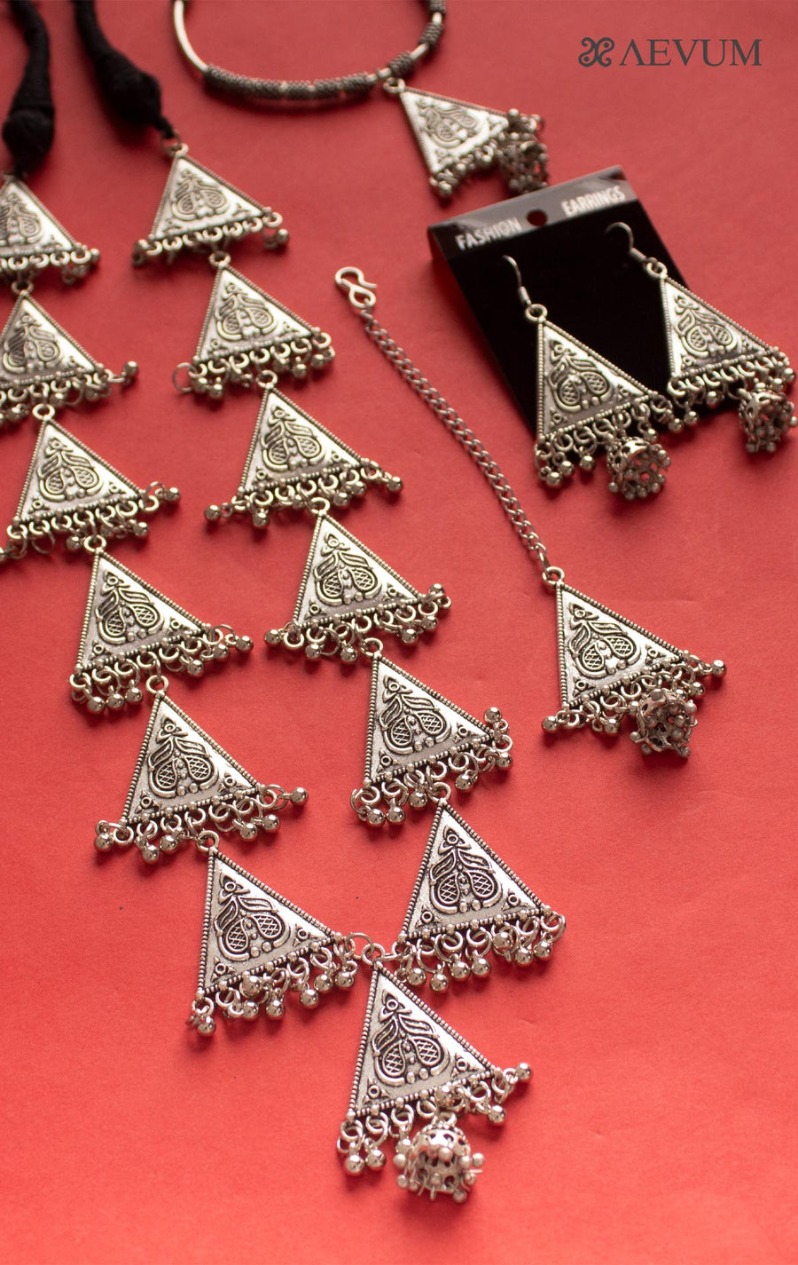Oxidised Necklace Set with Maangtikka Bracelet - 0903 Jewellery AEVUM