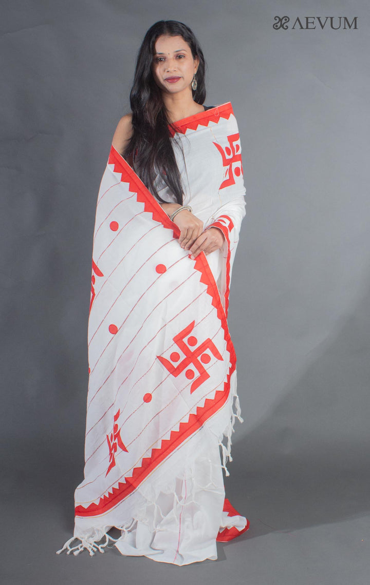Khesh Cotton Applique Work Saree with Blouse Piece - 9057 Saree Riya's Collection   