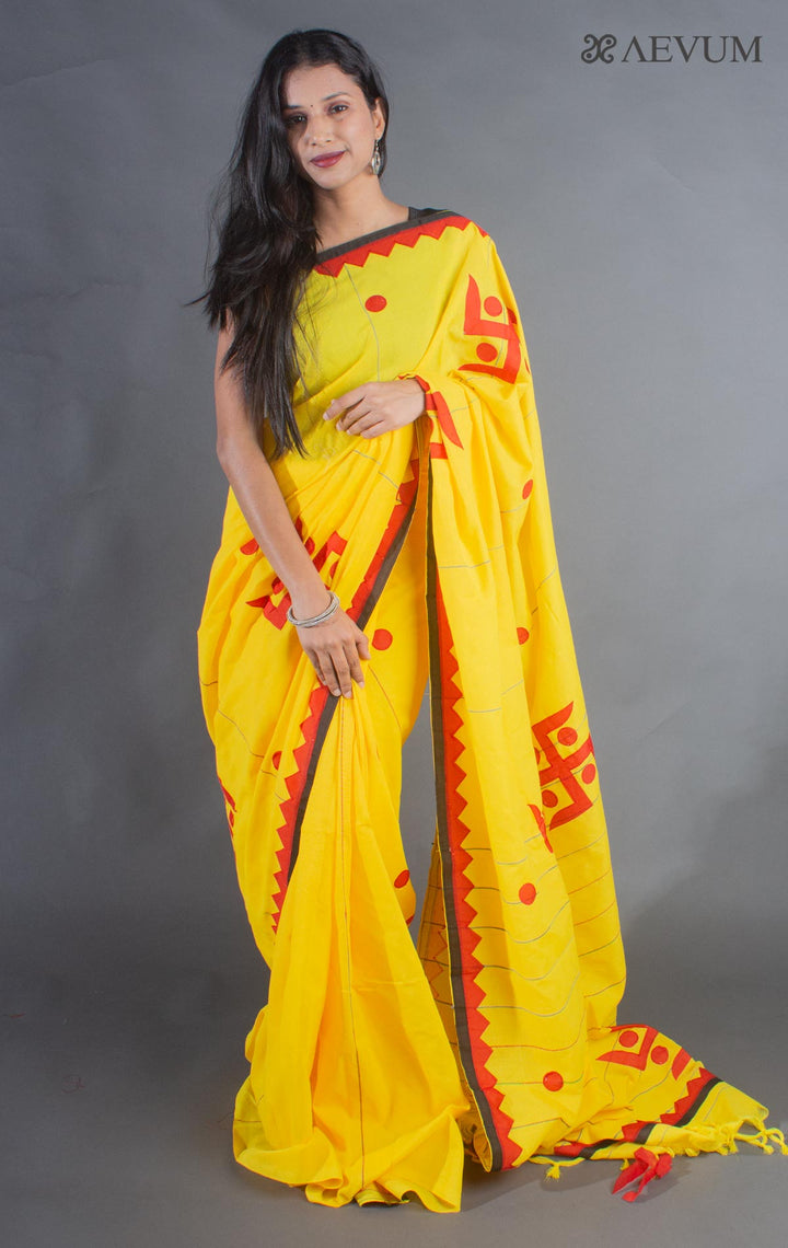 Khesh Cotton Applique Work Saree with Blouse Piece - 9059 Saree Riya's Collection   