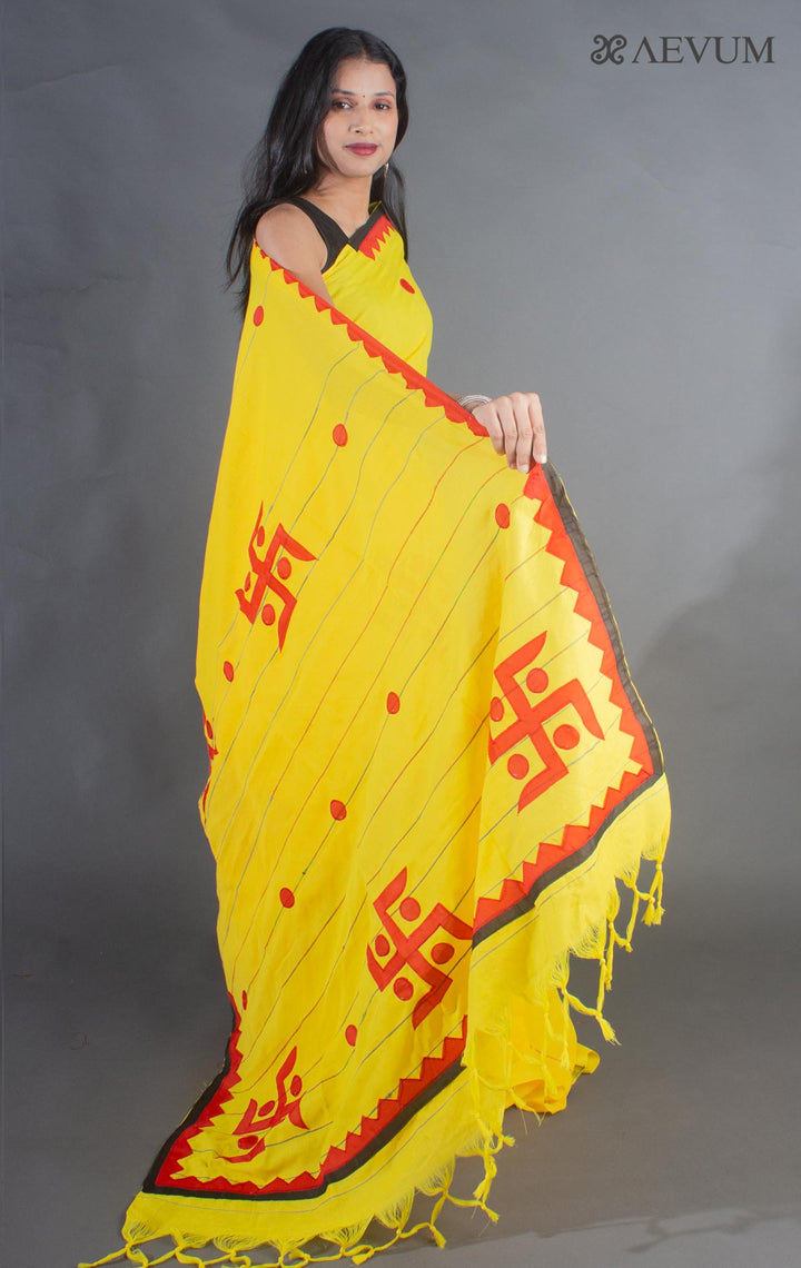 Khesh Cotton Applique Work Saree with Blouse Piece - 9059 Saree Riya's Collection   