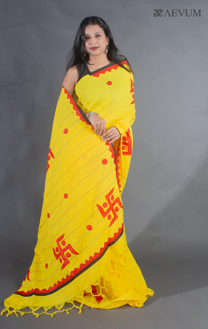 Khesh Cotton Applique Work Saree with Blouse Piece - 9059 Saree Riya's Collection   