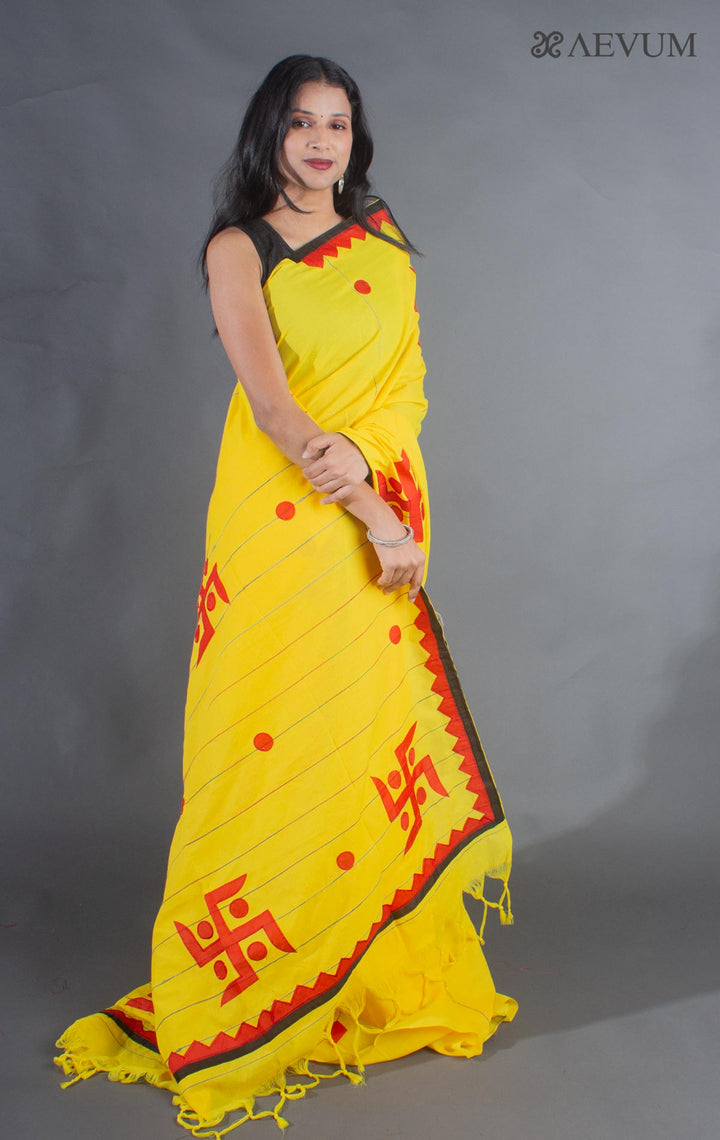 Khesh Cotton Applique Work Saree with Blouse Piece - 9059 Saree Riya's Collection   