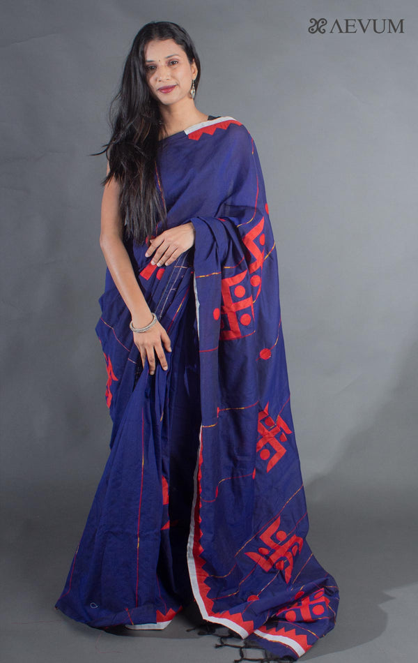 Khesh Cotton Applique Work Saree with Blouse Piece - 9082 - AEVUM