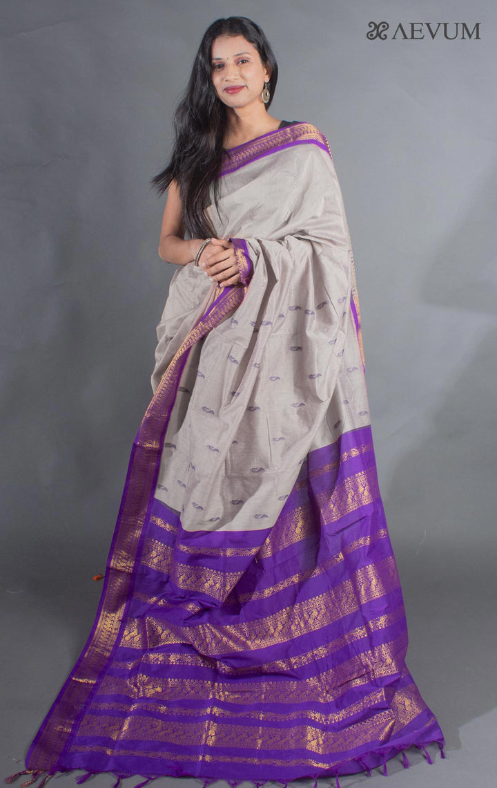Kalyani South Cotton Silk Handloom Saree with Blouse Piece - 9098 - AEVUM