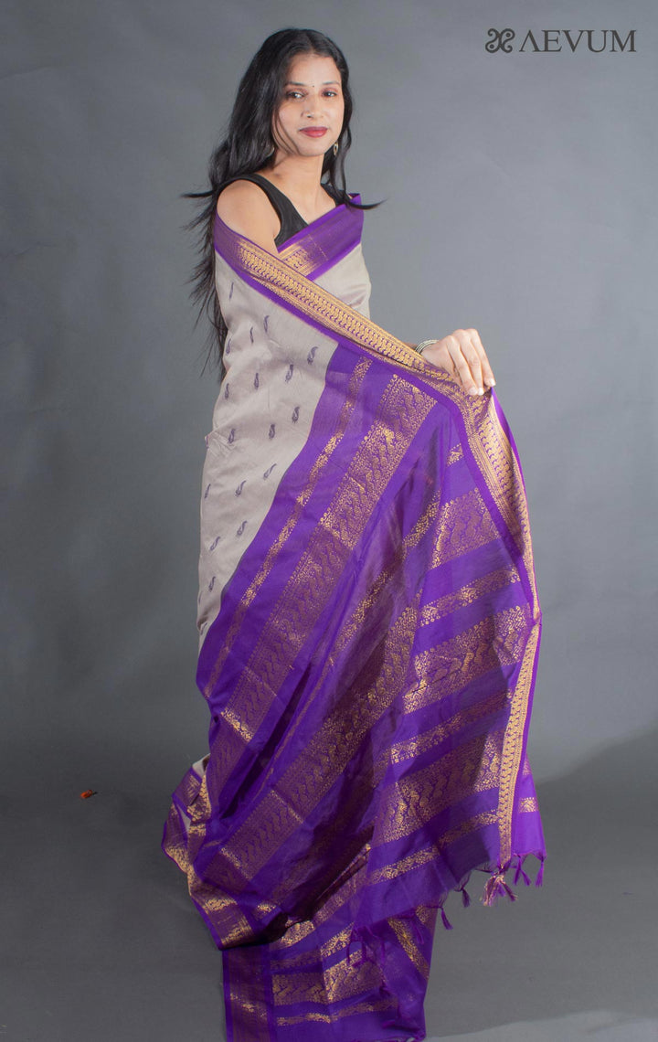 Kalyani South Cotton Silk Handloom Saree with Blouse Piece - 9098 - AEVUM