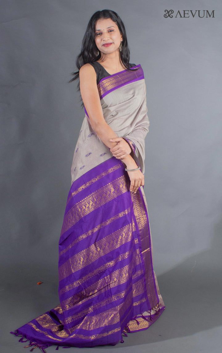 Kalyani South Cotton Silk Handloom Saree with Blouse Piece - 9098 - AEVUM