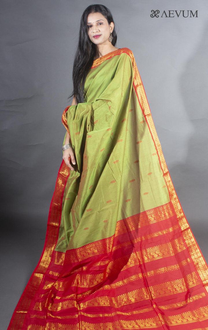 Kalyani South Cotton Silk Handloom Saree with Blouse Piece - 9100 - AEVUM