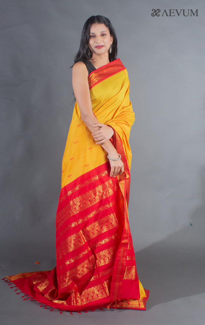 Kalyani South Cotton Silk Handloom Saree with Blouse Piece - 9102 - AEVUM