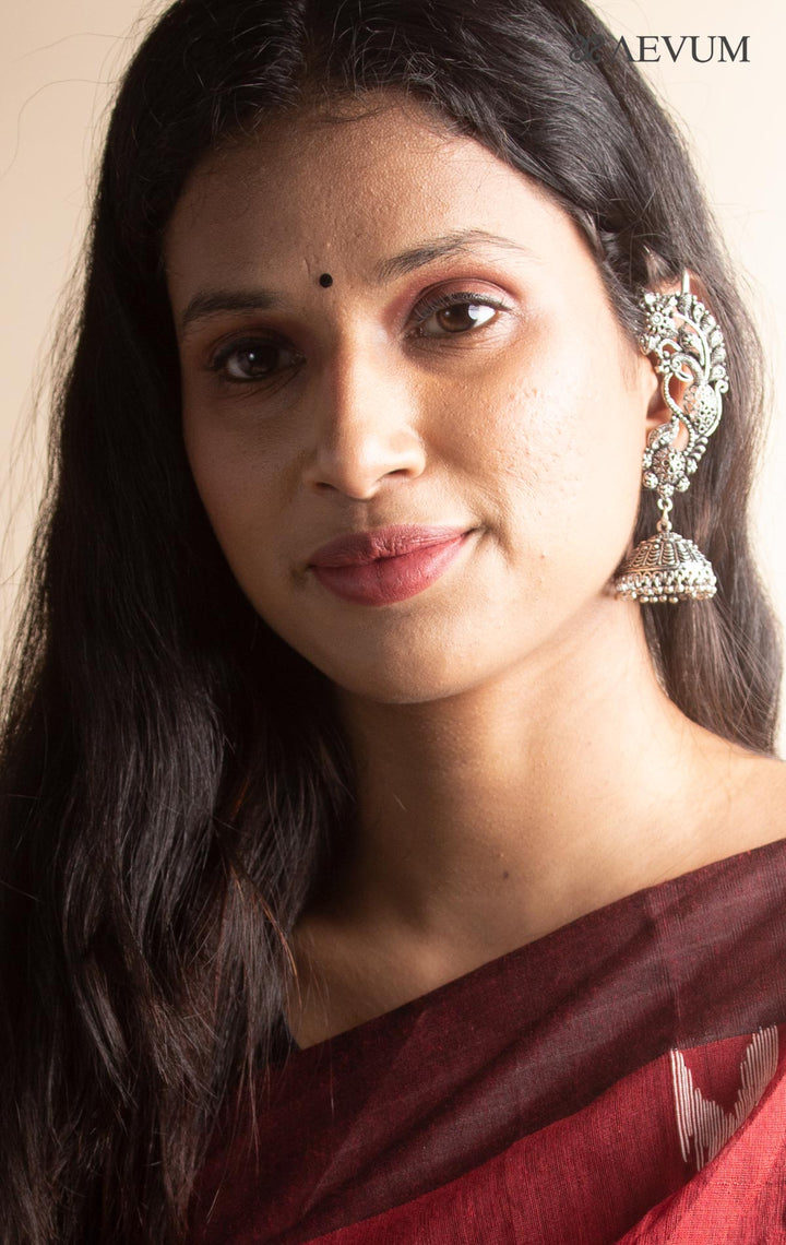 Silver Lookalike Peacock Jhumkas with Beads - 0911 Jewellery AEVUM