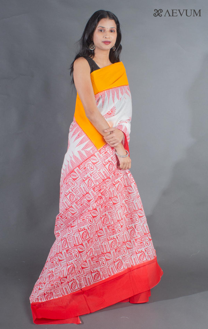 Soft Cotton Block Printed Saree with Blouse Piece - 9140 - AEVUM