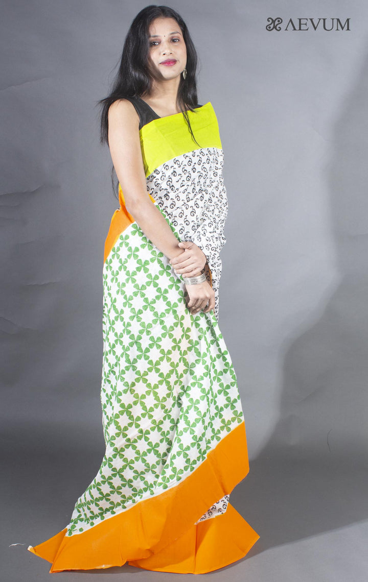 Soft Cotton Block Printed Saree with Blouse Piece - 9142 Saree AEVUM