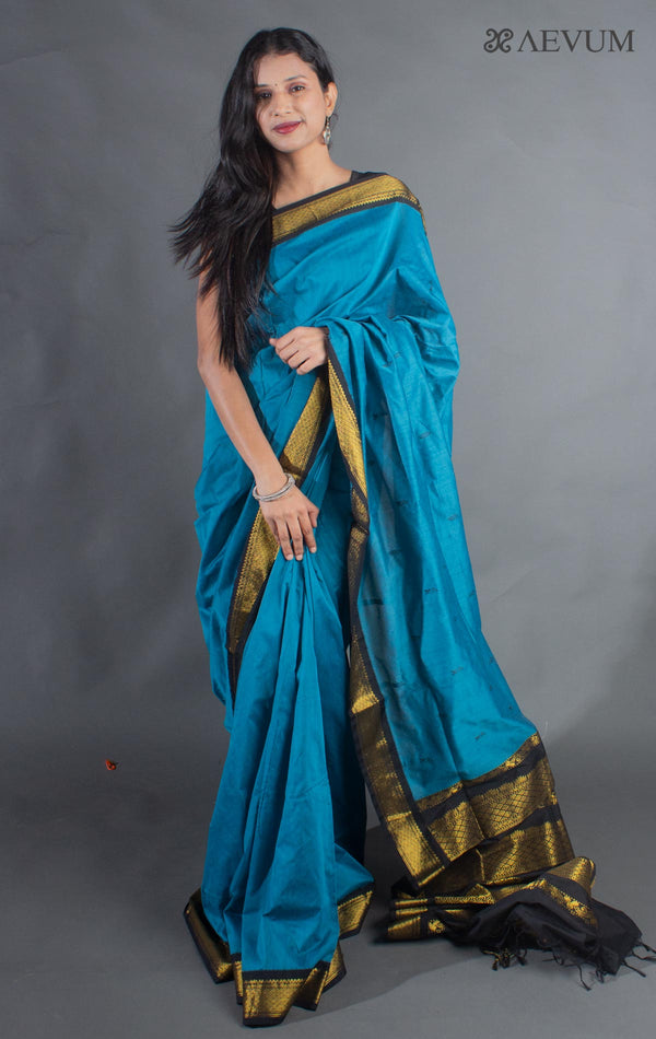 Kalyani South Cotton Silk Handloom Saree with Blouse Piece - 9204 - AEVUM