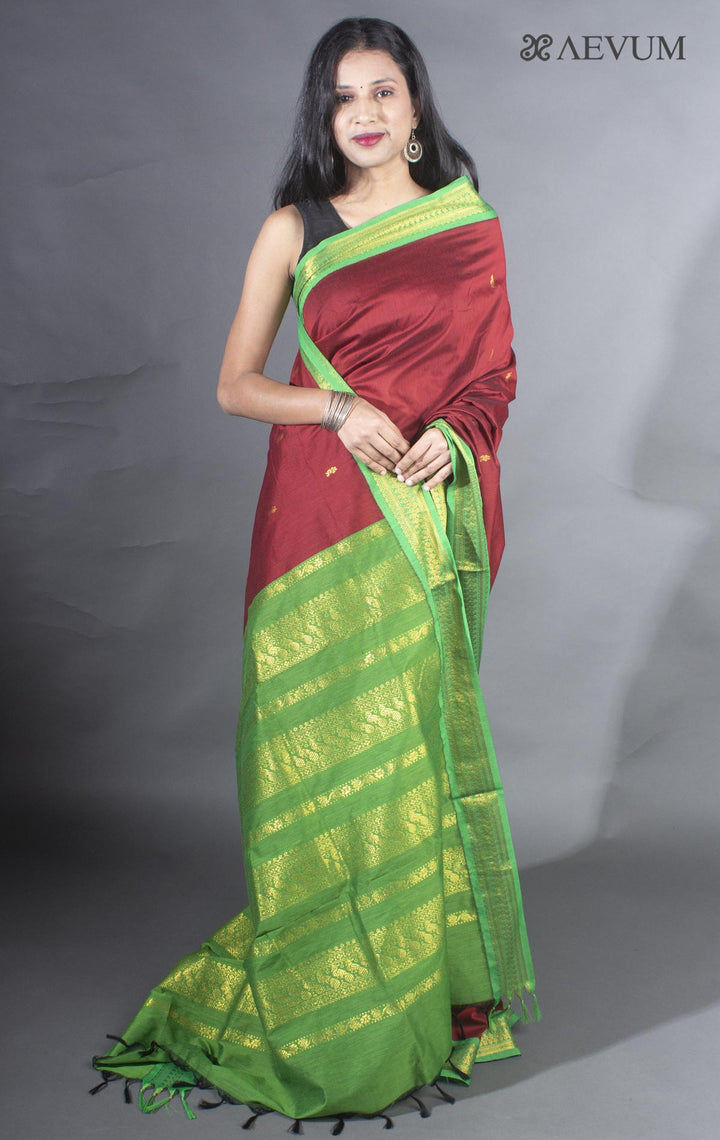 Kalyani South Cotton Silk Handloom Saree with Blouse Piece - 9208 - AEVUM