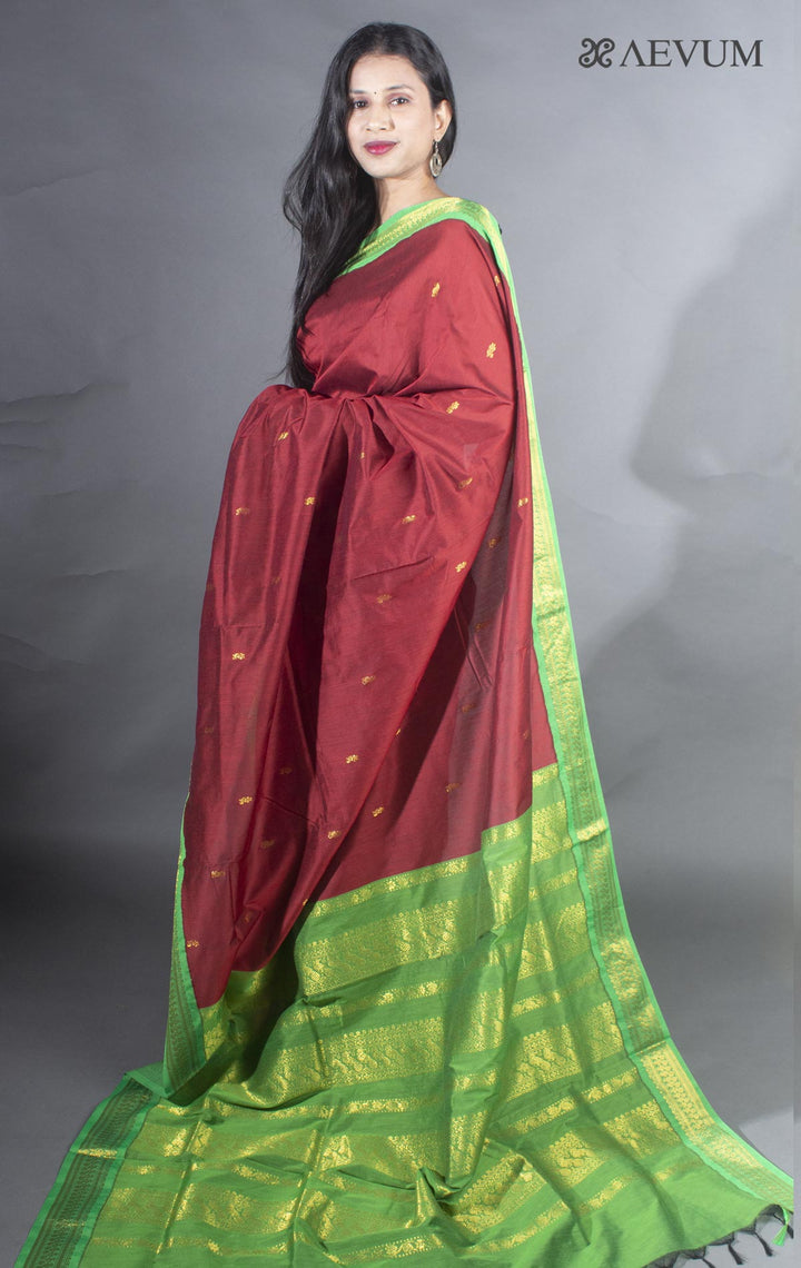 Kalyani South Cotton Silk Handloom Saree with Blouse Piece - 9208 - AEVUM