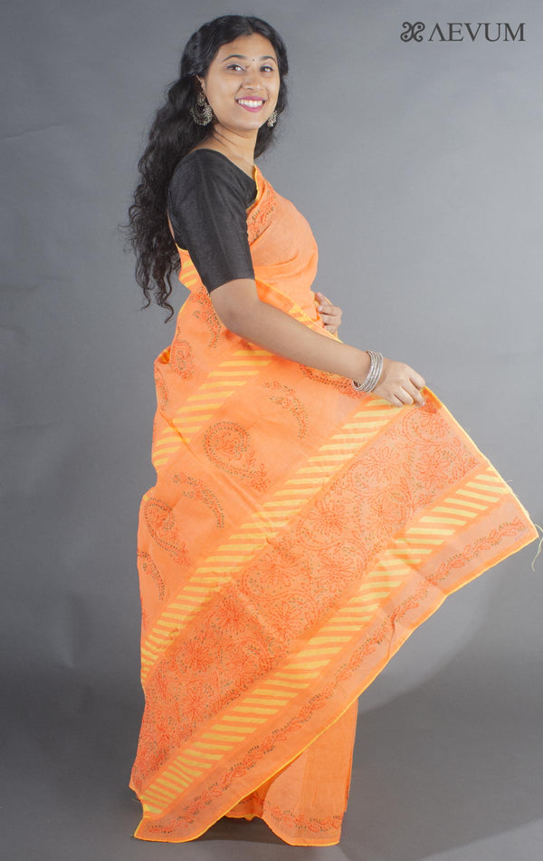 Hand Embroidered Lucknowi Chikankari Saree - 9236 - AEVUM