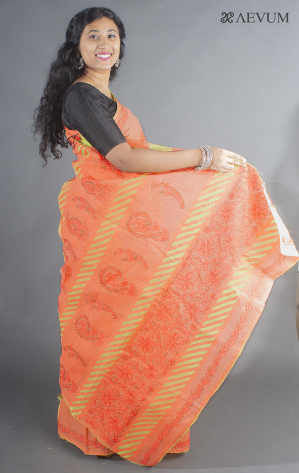 Hand Embroidered Lucknowi Chikankari Saree - 9237 - AEVUM