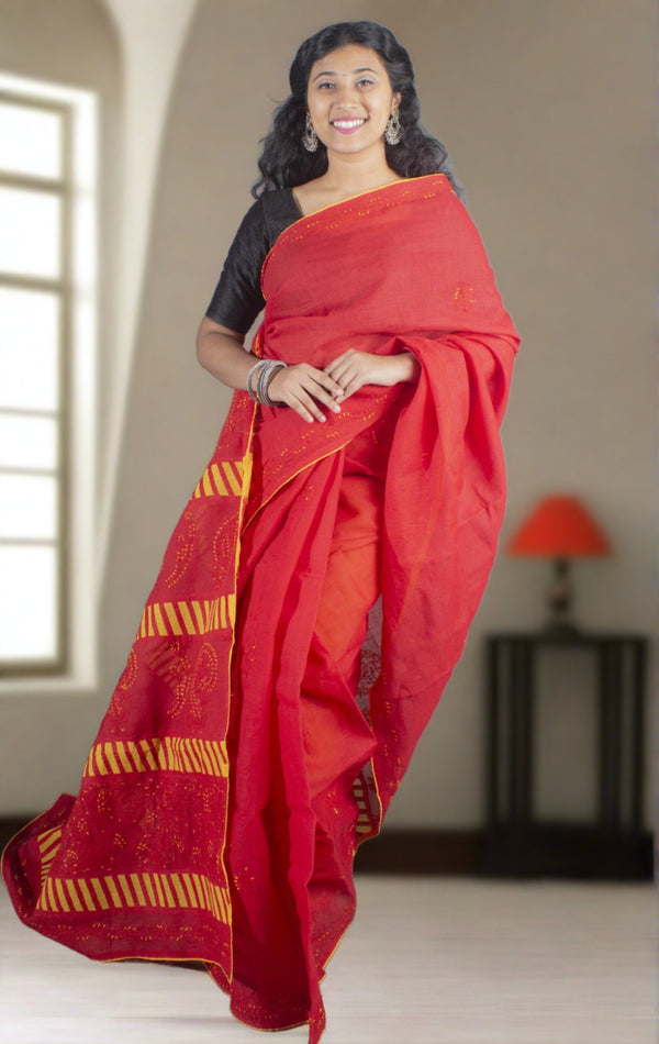 Hand Embroidered Lucknowi Chikankari Saree - 9239 - AEVUM
