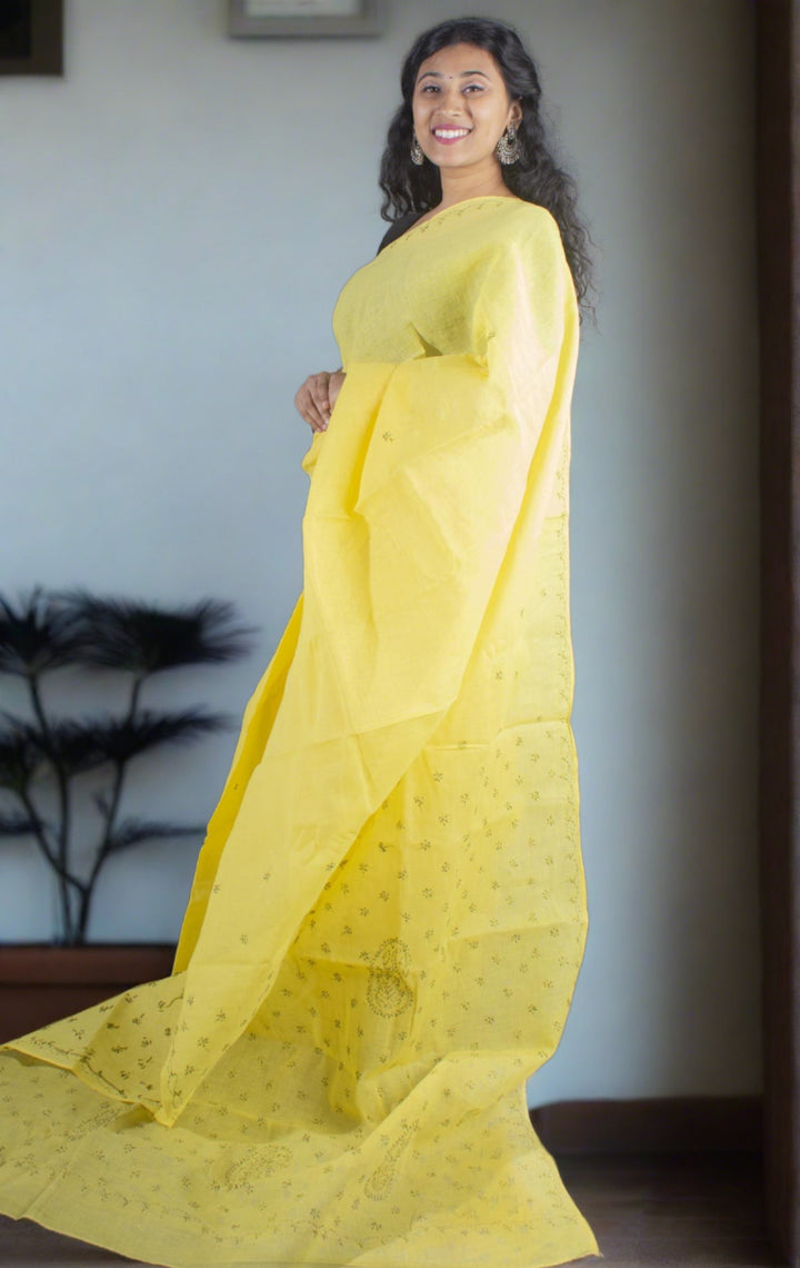Hand Embroidered Lucknowi Chikankari Saree - 9286 - AEVUM