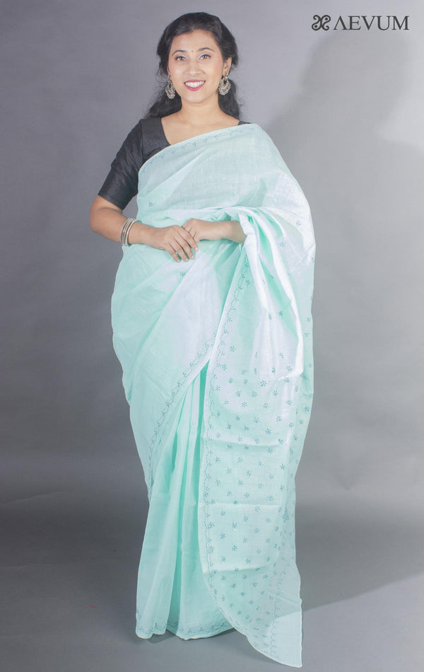 Hand Embroidered Lucknowi Chikankari Saree - 9301 - AEVUM