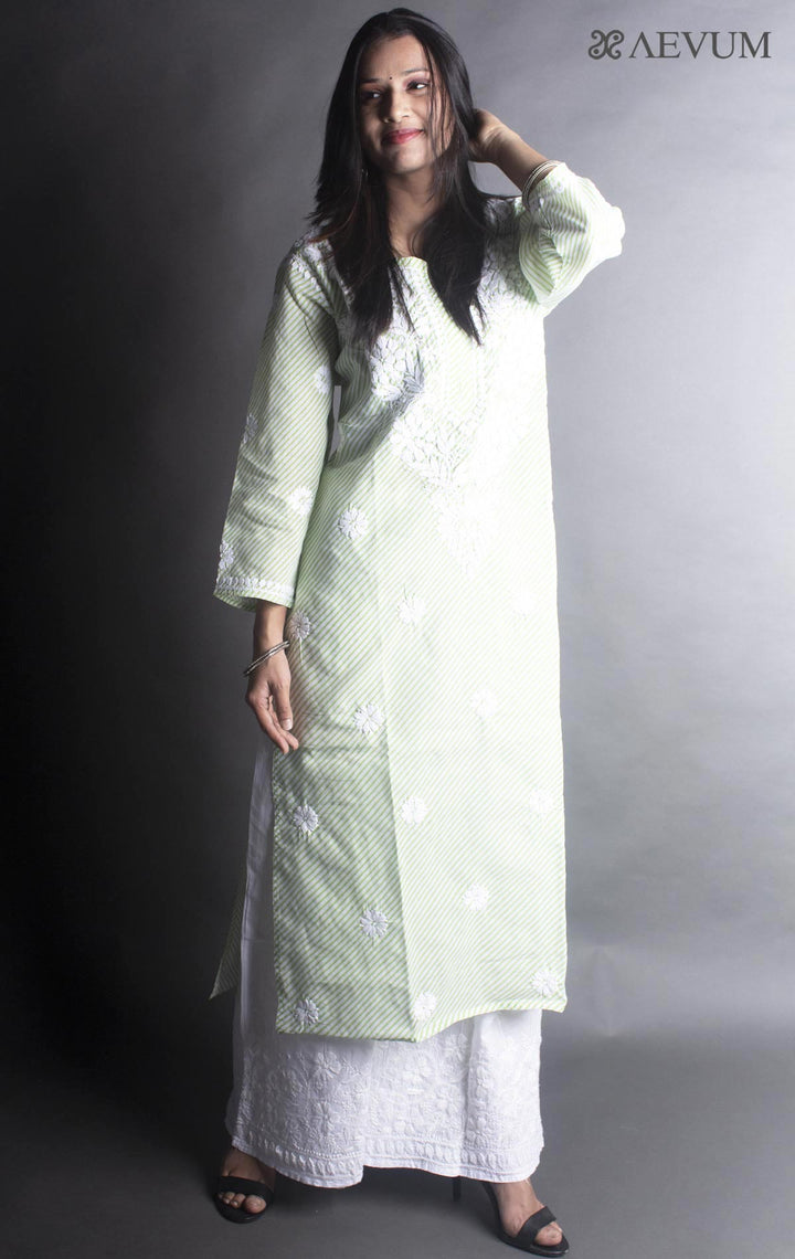 Hand Embroidered Lucknowi Chikankari Kurti - 9358 - AEVUM